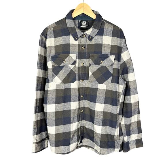 Men's Colorado Clothing Gray Plaid Heavy Flannel Button Down Shirt - Large - Picture 1 of 6